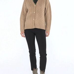 CAbi Tan Cable Knit Cardigan Sweater